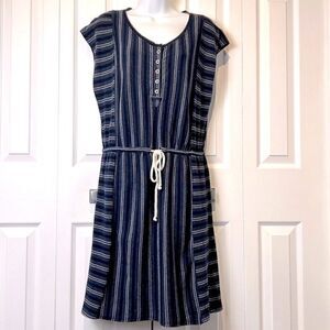 Lucky Brand Navy and White Cap Sleeve‎ Dress Size M